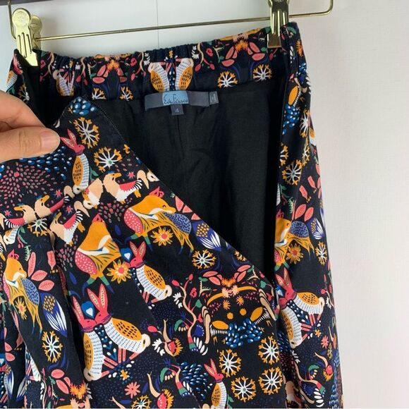 Anthropologie Eva Franco Whimsy Woodland Flora Fauna Pattern Midi Skirt Size 4 - Picture 6 of 12
